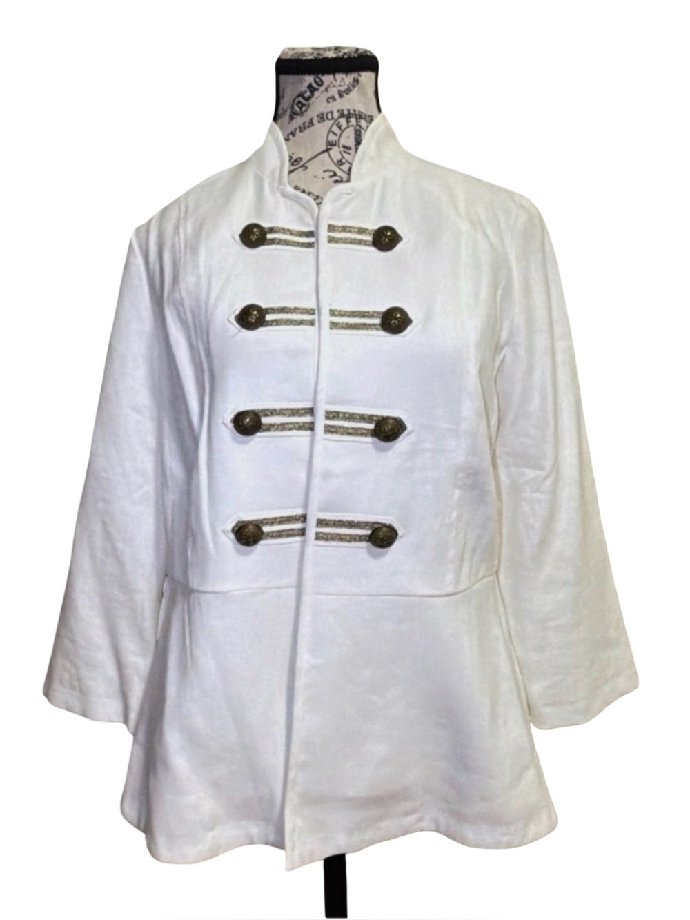 Chico's Ivory Peplum Military Jacket | Size O